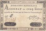 Frankreich 5 livres 5 Pounds - 01-11-1791 - Sign. Corsel - Serial 97G -
