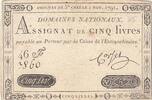 Frankreich 5 livres 5 Pounds - 01-11-1791 - Sign. Corsel - Serial 46F -