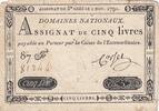 Frankreich 5 livres 5 Pounds - 01-11-1791 - Sign. Corsel - Serial 87F -