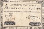Frankreich 5 livres 5 Pounds - 01-11-1791 - Sign. Corsel - Serial 47H -