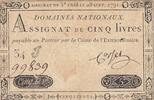 Frankreich 5 livres 5 Pounds - 28-09-1791 - Sign. Corsel - Serial 34J -