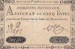 Frankreich 5 livres 5 Pounds - 27-06-1792 - Sign. Corsel - Serial 18G -