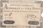 Frankreich 5 livres 5 Pounds - 27-06-1792 - Sign. Corsel - Serial 20G -