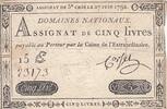 Frankreich 5 livres 5 Pounds - 27-06-1792 - Sign. Corsel - Serial 15E -