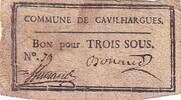 Frankreich 3 Sous - Gard - Commune de Cavilhargues - 1792 3 sous 1792 III / SS