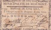 Frankreich 5 sols 5 Sous - Haute-Garonne - Municipalité de Beaumont - 1792 -