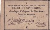 Frankreich 5 sous 5 Sous - Haute-Garonne - Municipalité de Saint-Nicolas-de-la-Grave - 1792 -