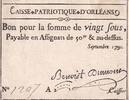 Frankreich  20 Sous - Loiret - Caisse patriotique Orléans - Septembre 1791 III / SS+