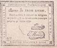 Frankreich 3 livres Bon de trois livres - Seine Maritime - Association Patriotique - 1792 II / VZ