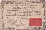 Frankreich 1792 15 Sols - Maine et loire - Caisse Patriotique de Baugé - 11-04-1792 III / SS