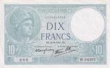 Frankreich 10 francs 10 Francs Minerva - 19-06-1941 - Serial W.84362 -