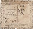Frankreich  2 sols 6 deniers - Mayenne - Laval municipality - 1792 IV / S+