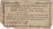 Frankreich  6 sols - Nord - Non-forced exchange ticket - Municipality of Valenciennes - ND IV / S