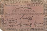 Frankreich 5 sous 5 sous - Puy de dôme - Municipality of Cebazat - 1792 -
