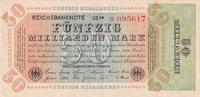 Deutschland 50 milliarden mark 50 Milliarden Mark - Reichsbanknote 1923 - Serial UB 20 - * 095617 -