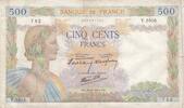 Frankreich 1940 500 francs - The peace - 26-09-1940 - Serial Y.1016 IV / S