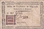 Frankreich 5 sols 5 Sols - Sarthe - Municipalité de la Flèche - Serial A - 1791 -
