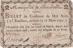 Frankreich 1792 10 Sols - Sarthe - Municipalité de Bonnetable - 17-03-1792 IV / S+