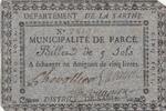 Frankreich 5 sols 5 sols - Sarthe - Parcé's municipality - 1792 -