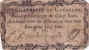 Frankreich 1792 5 sous - Lot - Municipality of Caussade IV / S