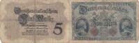 Deutschland  5 Mark - Germania, arms - 1914 - Serial P 7 digit - P.47b IV / S