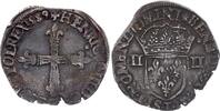 Frankreich 1/4 ecu 1/4 Ecu, Henri III - 1589 Nantes - F to VF - Silver -