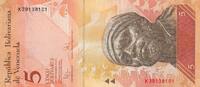 Venezuela 5 bolivares 5 Bolivares - Pedro Camejo - Armadillos - 03-09-2009 - Letter K -