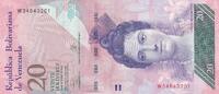 Venezuela 20 bolivares 20 Bolivares, Luisa Caceres de Artsmendi - Tortles - 29-10-2013 - Letter W -