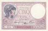 Frankreich 1939 5 Francs - Purple - 10-08-1939 - Serial B.60704 - P.79 I- / VZ+ / VZ-ST