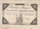 Frankreich 1792 50 Livres - France seated - 14-12-1792 - Sign. Police - Série 5497 III / SS