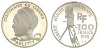 Frankreich  100 Francs Arletty - 100 years of Cinema - 1995 Proof I- / VZ+ / VZ-ST