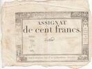 Frankreich 100 francs 100 Francs - 18 Nivose An III - (07.01.1795) - Sign. Oudry - Serial 3920 -