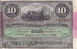 Kuba 10 pesos 10 Pesos - Harvesting sugar cane Overprint PLATA - 1896 -