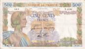 Frankreich 1941 500 Francs Pax with wreath - 18-12-1941 Serial T.4156 III / SS