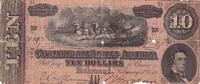 USA 10 dollars 10 Dollars Confederate States - 1864 - Serial 70047 -