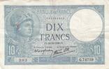 Frankreich 10 francs 10 Francs - Minerva - 19-10-1939 - Serial Q.74759 -