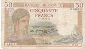 Frankreich 50 francs 50 Francs Ceres - 15-09-1938 - Serial G.8516 -