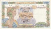 Frankreich 1941 500 Francs - La Paix - 09-01-1941 - Serial E.1780 III / SS