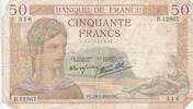 Frankreich 50 francs 50 Francs Ceres - 29-02-1940 - Serial B.12867 -