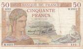 Frankreich 50 francs 50 Francs Cérès - 12-1-1939 - Serial B.9509 -