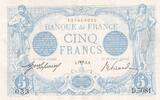 Frankreich 1915 5 Francs - Blue - 07-05-1915 - Serial D.5081 II / VZ