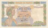 Frankreich 1941 500 Francs - Pax with wreath - 06-12-1941 - Serial E.2291 I / ST