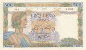 Frankreich 1942 500 Francs - The peace- 01-10-1942 - Serial U.6902 I / ST