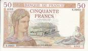 Frankreich 1938 50 Francs - Ceres - 03-11-1938 - Serial N.8965 II / VZ+