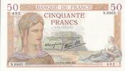 Frankreich 50 francs 50 Francs - Ceres - 03-11-1938 - Serial N.8965 -