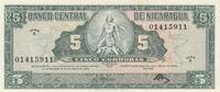 Nicaragua 5 cordobas 5 Cordobas - Cacique Nicaroa - 16-05-1968 - Serial B -
