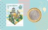 San Marino 1 euro 2 Euros 2018 - Coincard n°02 + Stamp -