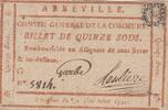 Frankreich 1791 15 sous - Somme - Abbeville County Council - 30-12-1791 -Numéro 5814 III / SS