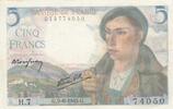Frankreich 1943 5 Francs - Shepherd - 02-06-1943 - Serial H.7 I- / VZ+ / VZ-ST