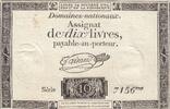 Frankreich 1792 10 Livres - Watermark Republique - French Revolution - 24-10-1792 - Serial 7156 III / SS+